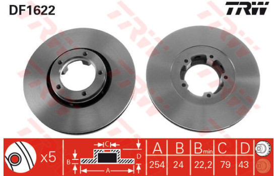 Disque de frein DF1622 TRW
