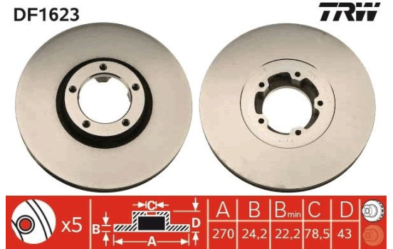 Disque de frein DF1623 TRW