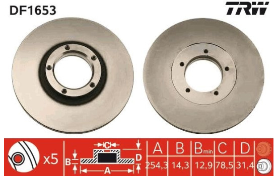 Disque de frein DF1653 TRW