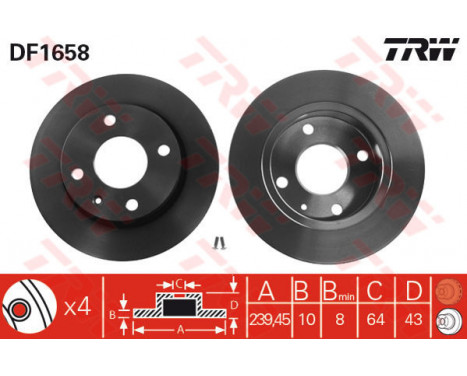 Disque de frein DF1658 TRW