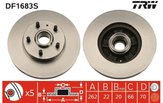 Disque de frein DF1683S TRW