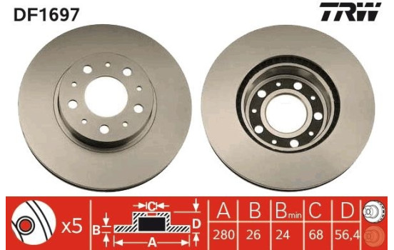 Disque de frein DF1697 TRW