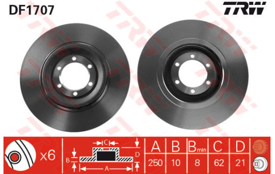 Disque de frein DF1707 TRW