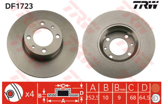 Disque de frein DF1723 TRW