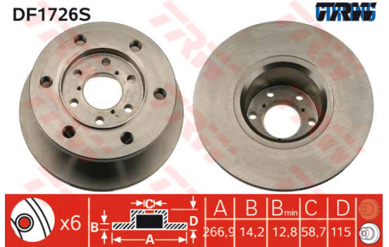 Disque de frein DF1726S TRW