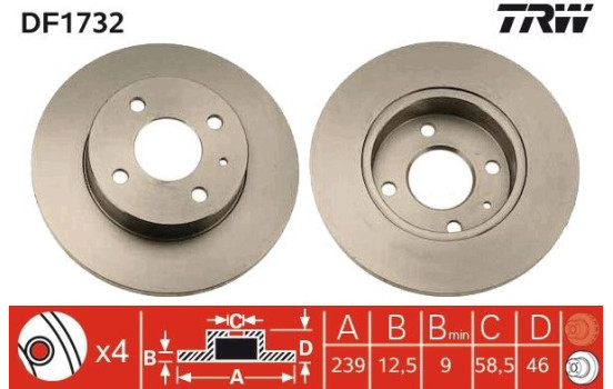 Disque de frein DF1732 TRW