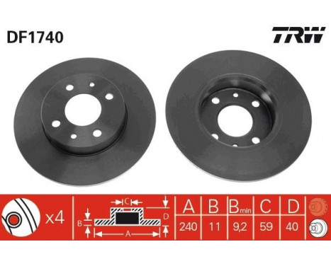 Disque de frein DF1740 TRW