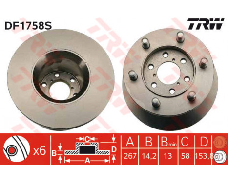 Disque de frein DF1758S TRW