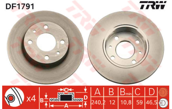 Disque de frein DF1791 TRW