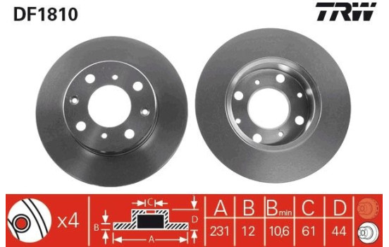 Disque de frein DF1810 TRW, Image 2