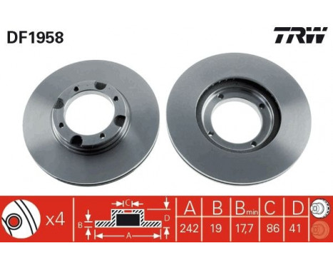 Disque de frein DF1958 TRW