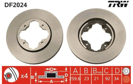 Disque de frein DF2024 TRW, Image 2