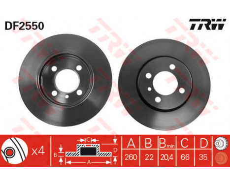 Disque de frein DF2550 TRW