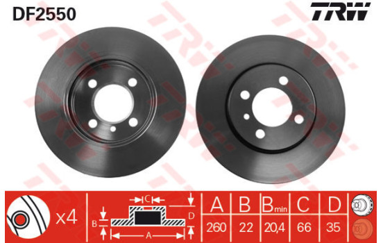 Disque de frein DF2550 TRW