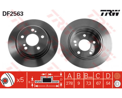 Disque de frein DF2563 TRW