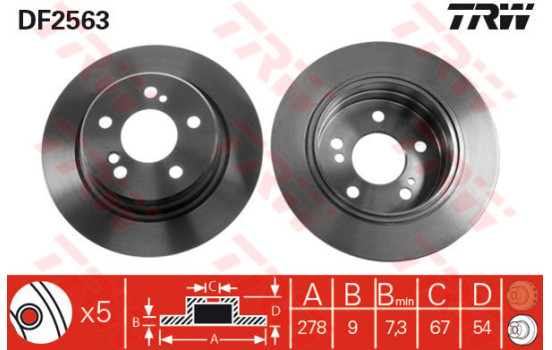 Disque de frein DF2563 TRW