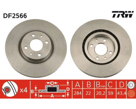 Disque de frein DF2566 TRW, Image 3