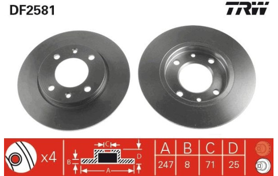 Disque de frein DF2581 TRW, Image 3