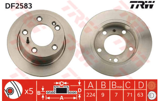 Disque de frein DF2583 TRW