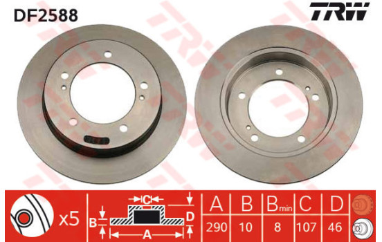 Disque de frein DF2588 TRW