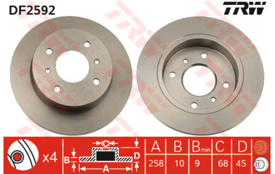 Disque de frein DF2592 TRW