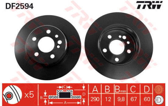 Disque de frein DF2594 TRW