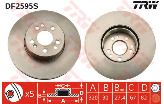 Disque de frein DF2595S TRW