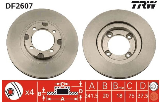 Disque de frein DF2607 TRW