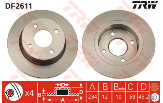 Disque de frein DF2611 TRW