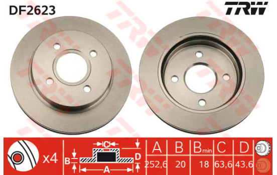 Disque de frein DF2623 TRW