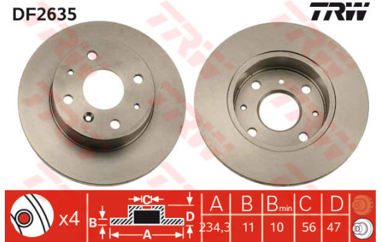 Disque de frein DF2635 TRW