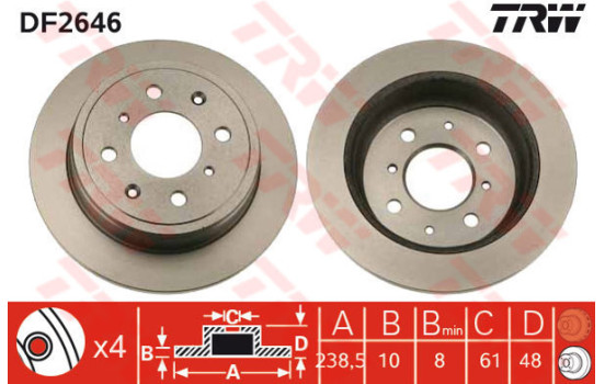 Disque de frein DF2646 TRW
