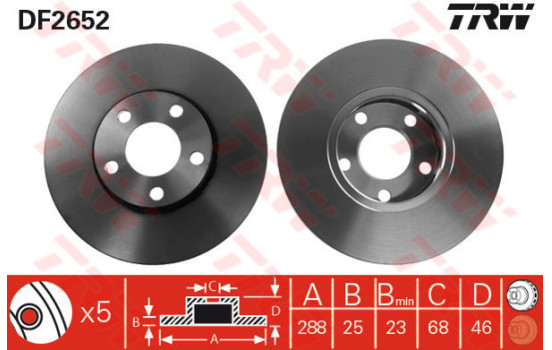 Disque de frein DF2652 TRW