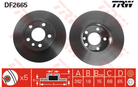 Disque de frein DF2665 TRW