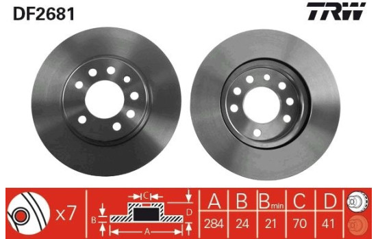 Disque de frein DF2681 TRW, Image 2