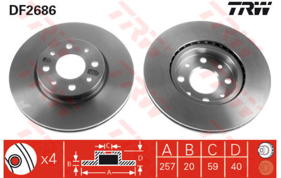Disque de frein DF2686 TRW