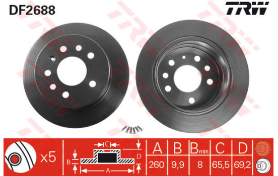 Disque de frein DF2688 TRW