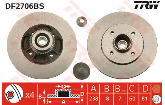 Disque de frein DF2706BS TRW
