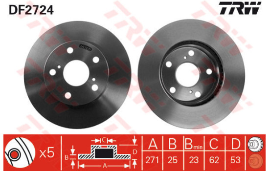Disque de frein DF2724 TRW