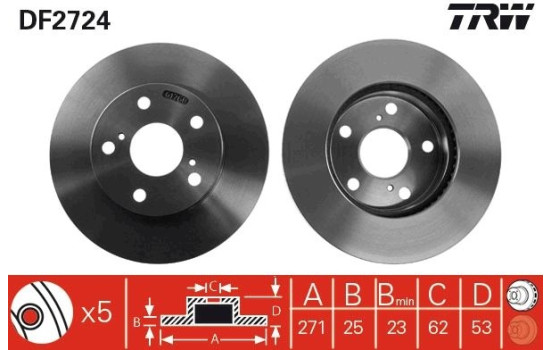 Disque de frein DF2724 TRW, Image 2