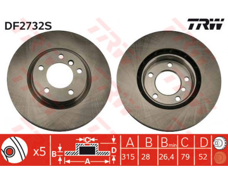 Disque de frein DF2732S TRW