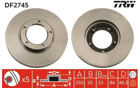 Disque de frein DF2745 TRW