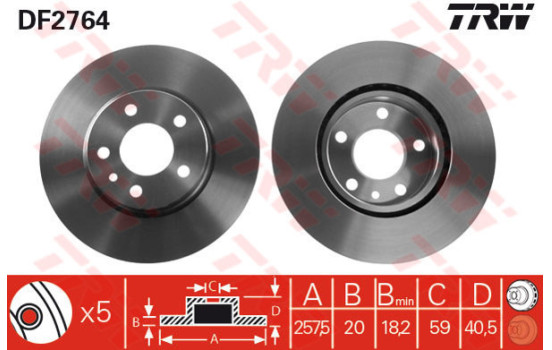 Disque de frein DF2764 TRW