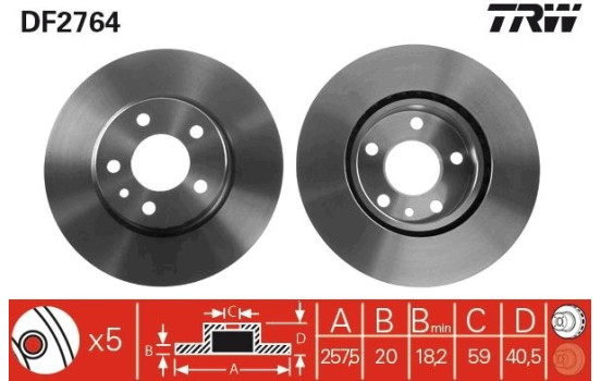 Disque de frein DF2764 TRW, Image 2