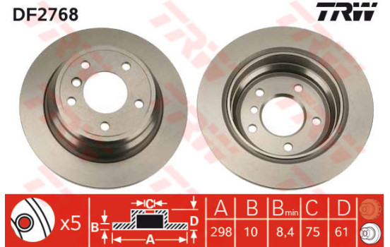 Disque de frein DF2768 TRW