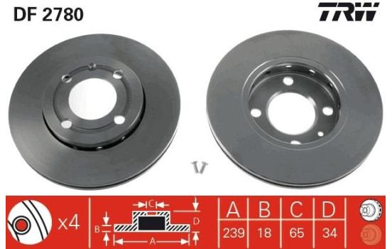 Disque de frein DF2780 TRW, Image 3