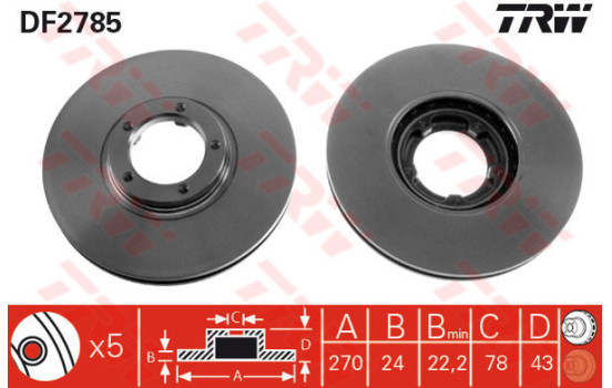 Disque de frein DF2785 TRW