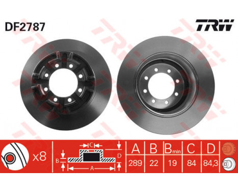 Disque de frein DF2787 TRW