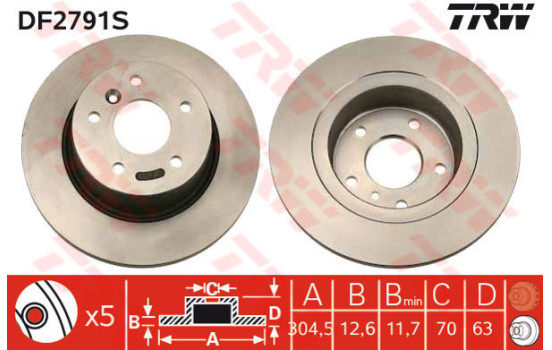 Disque de frein DF2791S TRW