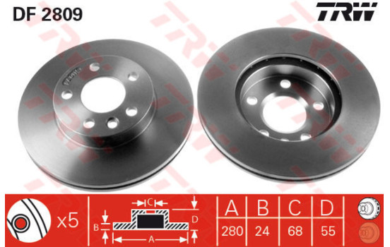 Disque de frein DF2809 TRW